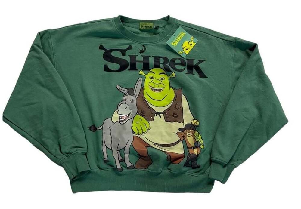 DreamWorks Shrek Graphic Sweatshirt Size XS Green Oversized